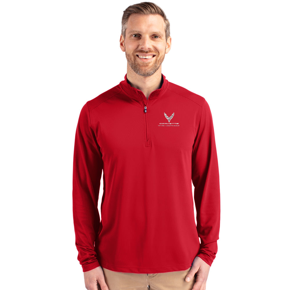 C8 Corvette Custom Virtue Eco Mens Red Quarter Zip