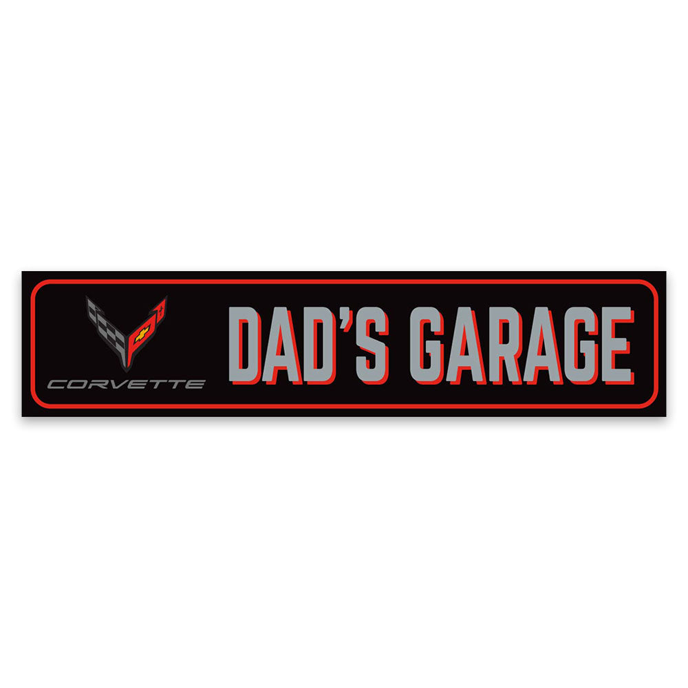 C8 Corvette Dads Garage Tin Sign