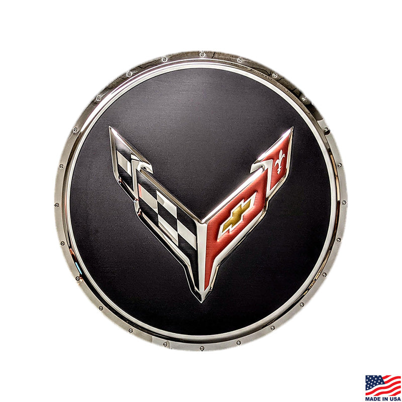 C8 Corvette Emblem Circle Stainless Steel Sign