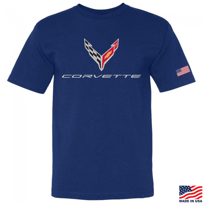 C8 Corvette Emblem Made in the USA Royal Blue Tee