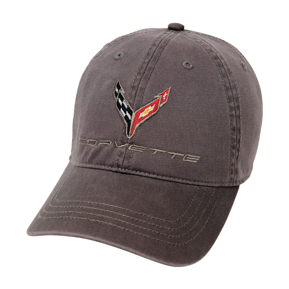 C8 Corvette Garment Washed Charcoal Cap