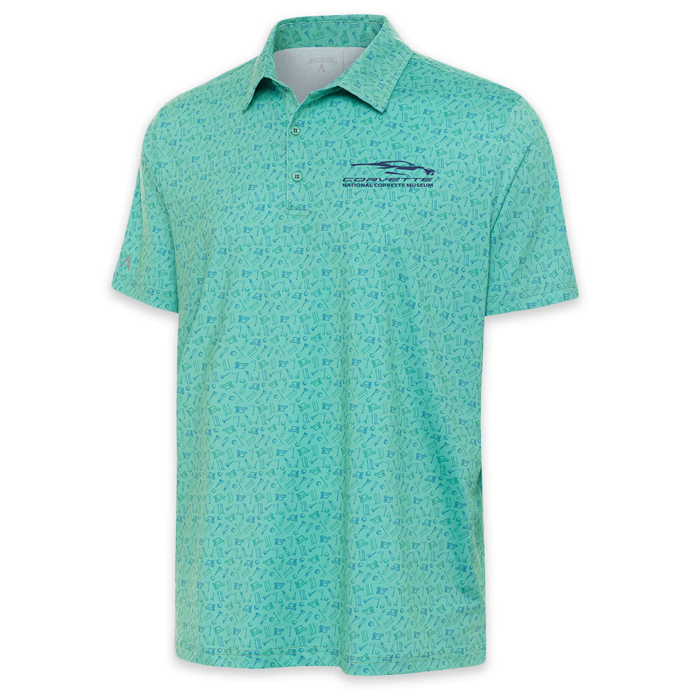 C8 Corvette Gesture Mens Clubs and Carts Golf Print Polo