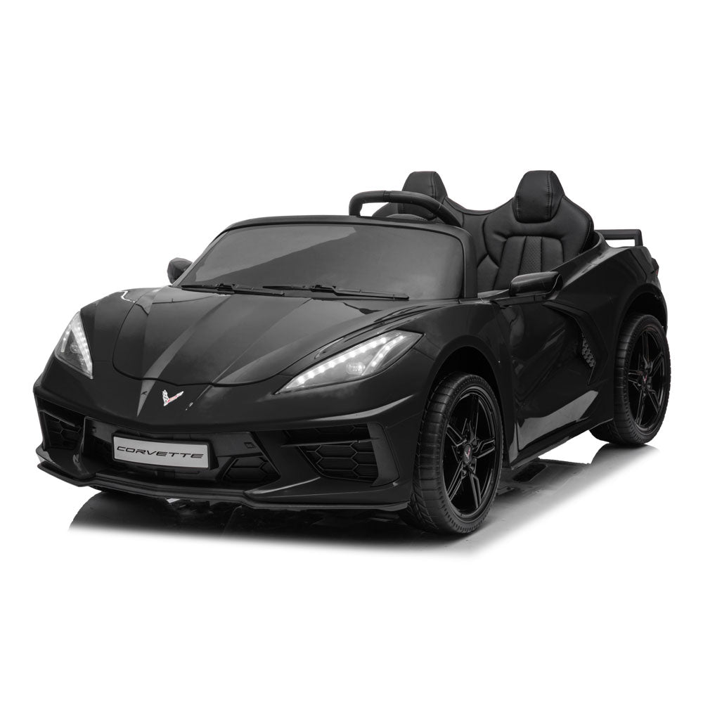 Black Corvette children's Ride On Car shown on a white background