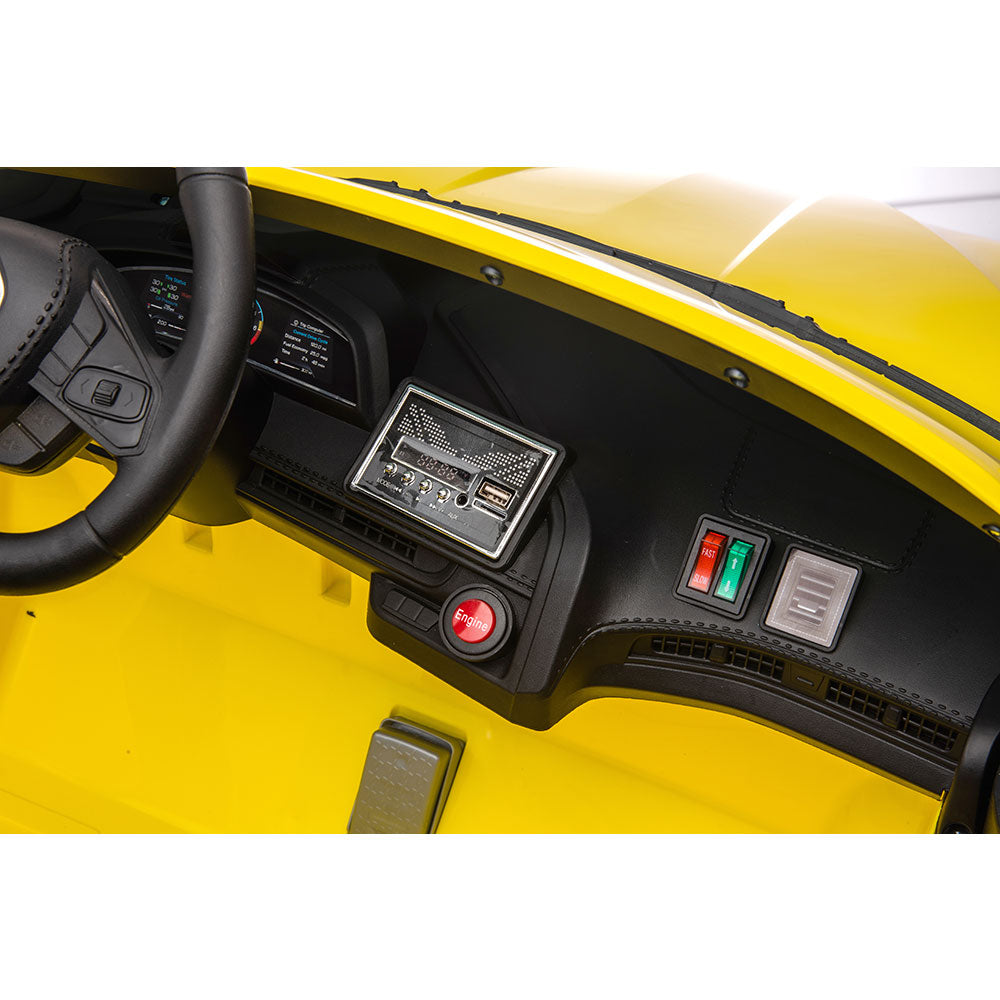 C8 Corvette Kids 24 Volt Electric Yellow Vehicle Inside View