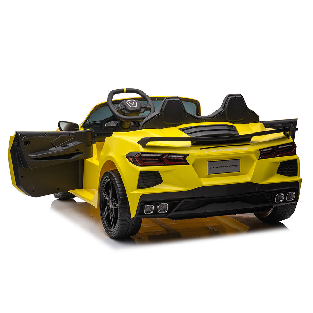 C8 Corvette Kids 24 Volt Electric Yellow Vehicle Rear View