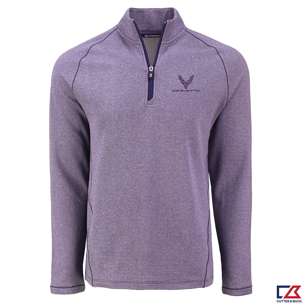 C8 Corvette Mens Heather Purple Half-Zip Pullover