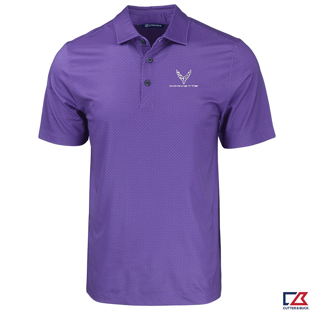 C8 Corvette Pike Geo Print Mens Purple Polo
