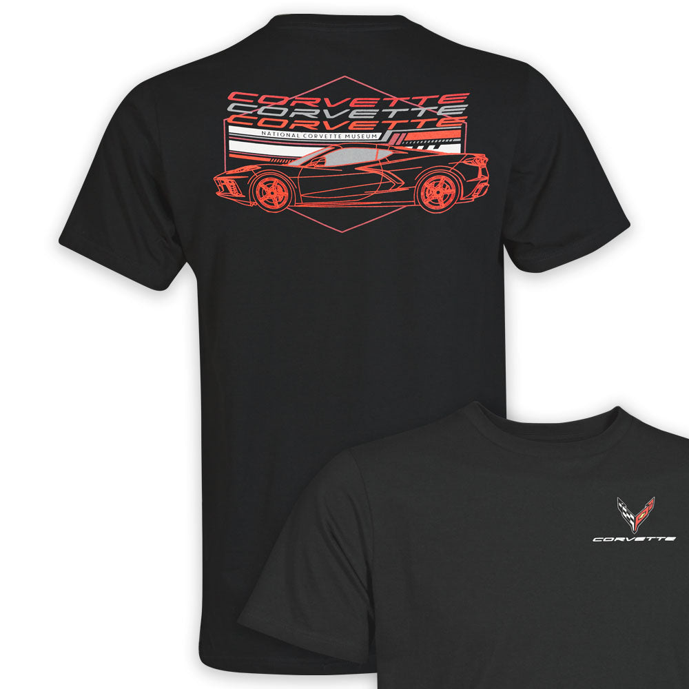 C8 Corvette Retro Black T-shirt