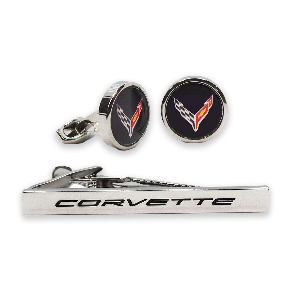 C8 Corvette Tie Bar and Cufflinks Set