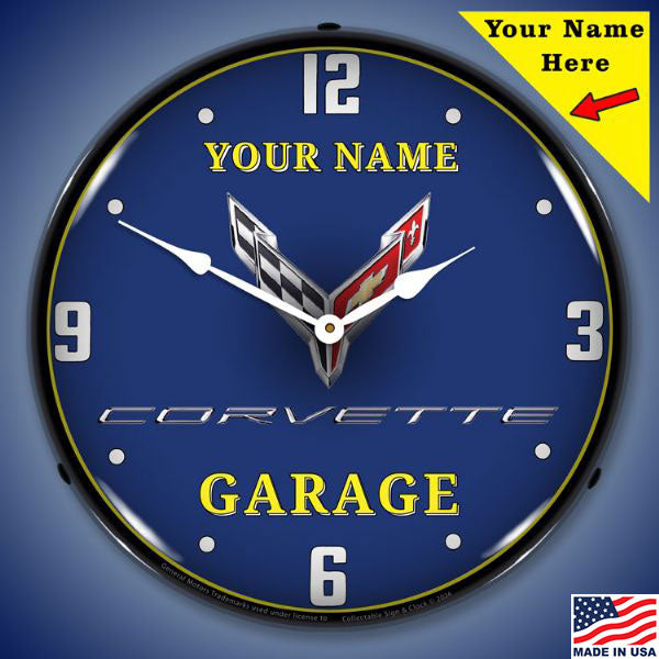 C8 Garage Personalized LED Lighted Clock