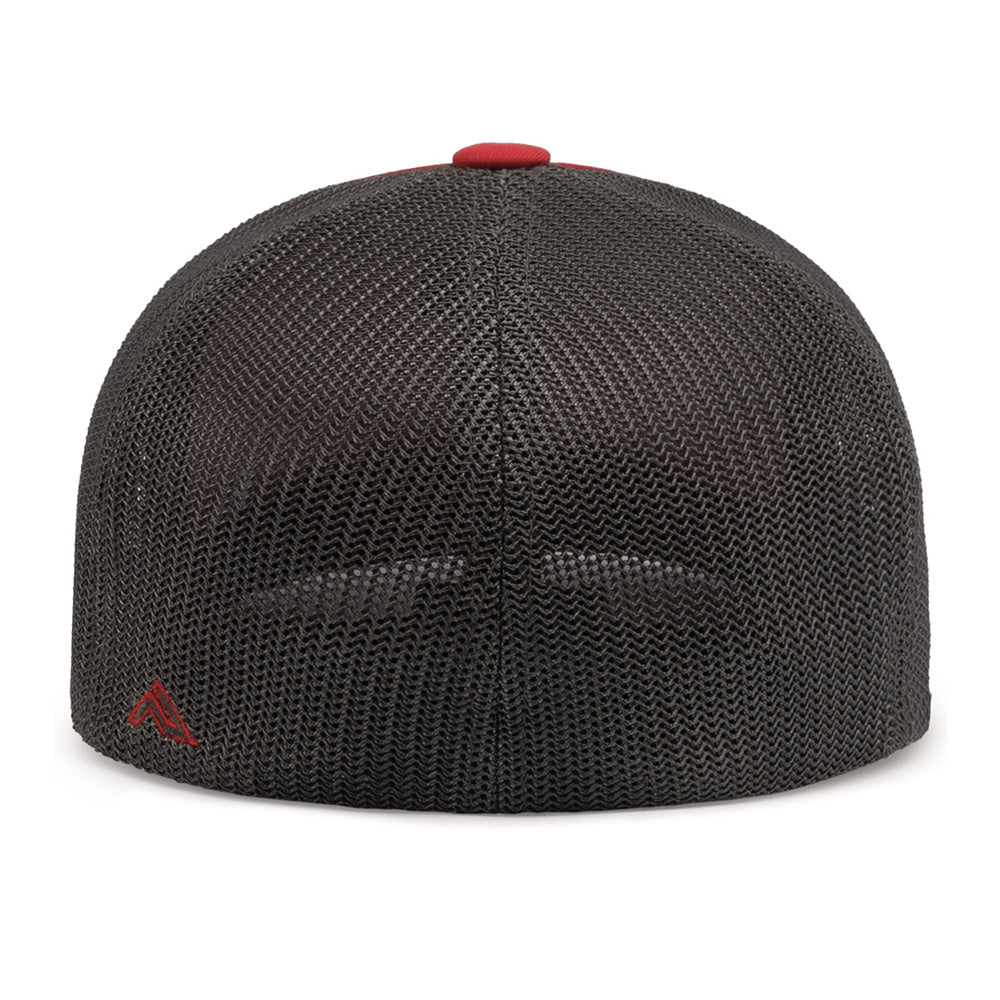 C8 ZR1 Emblem Red and Graphite Fitted Trucker Cap showing the mesh back with the stretch fit