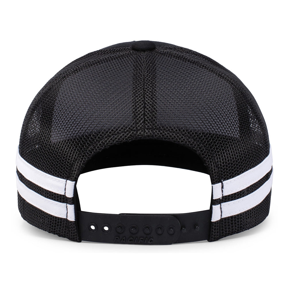 C8 ZR1 Stripe Mesh Back Black Cap showing the snap fastener in the back