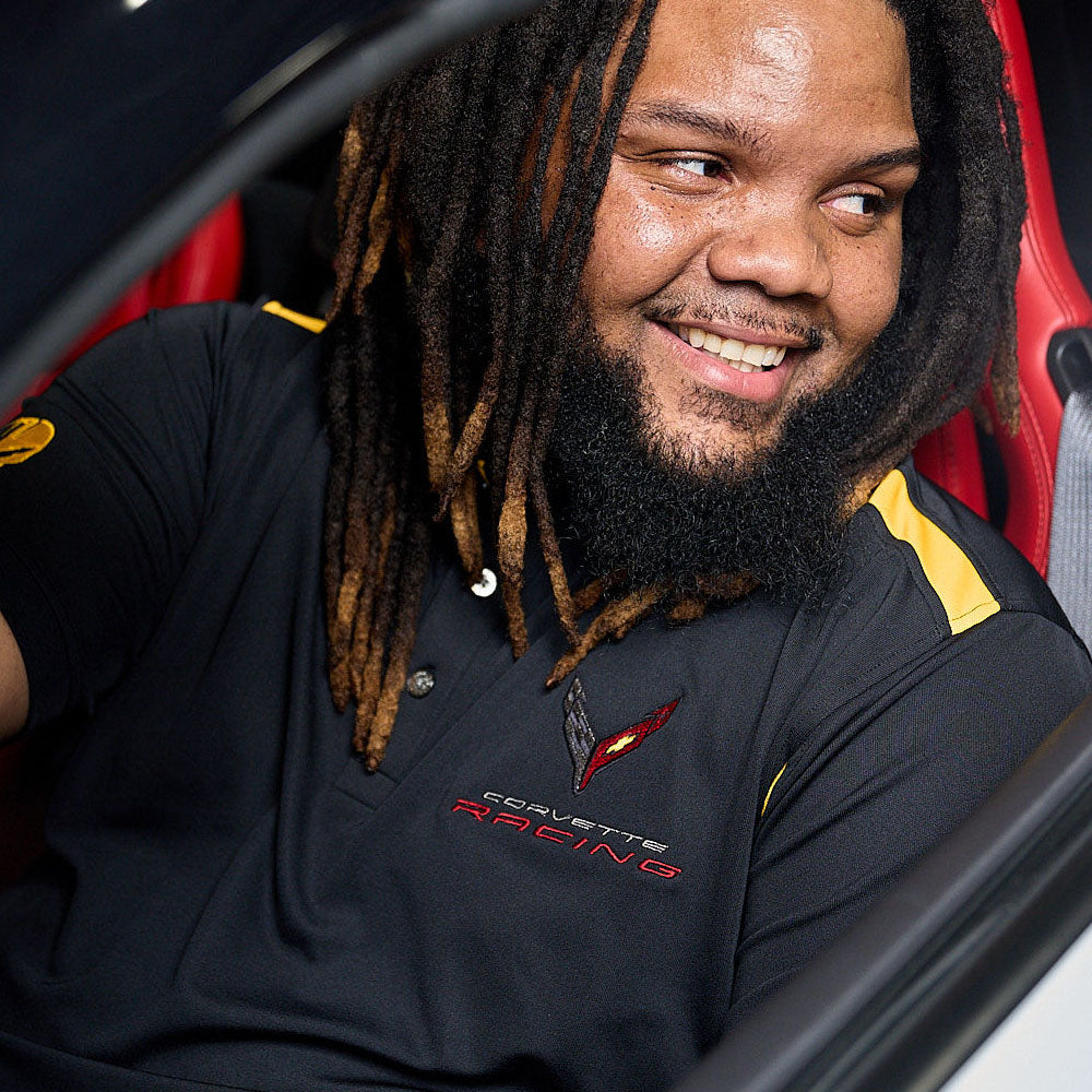 Person wearing C8.R Corvette Racing Two-Tone Polo