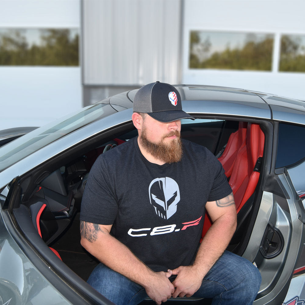 Man wearing the C8R Corvette Racing Jake T-shirt Lifestyle
