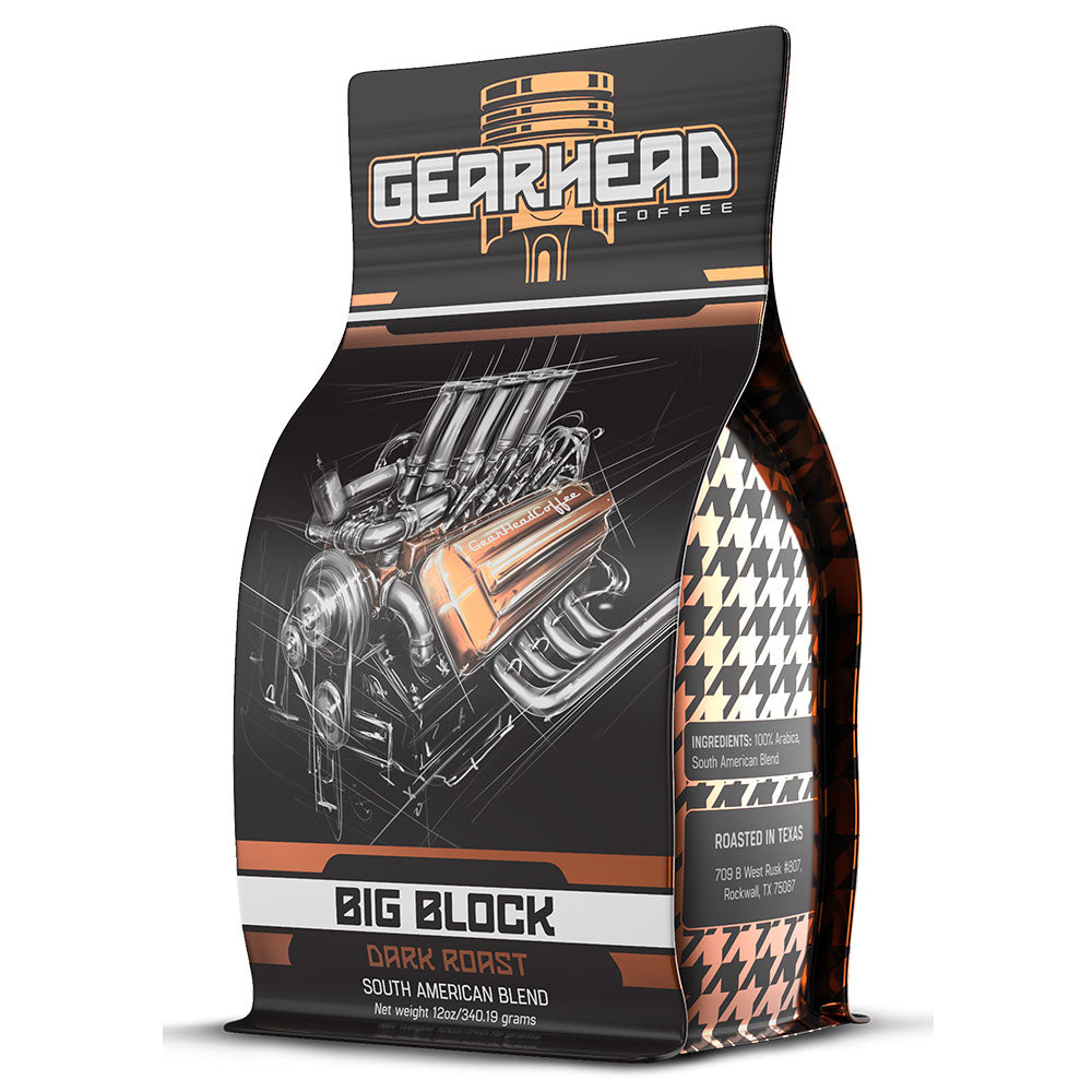 Bag of Gearhead Coffee Big Block Dark Roast Coffee