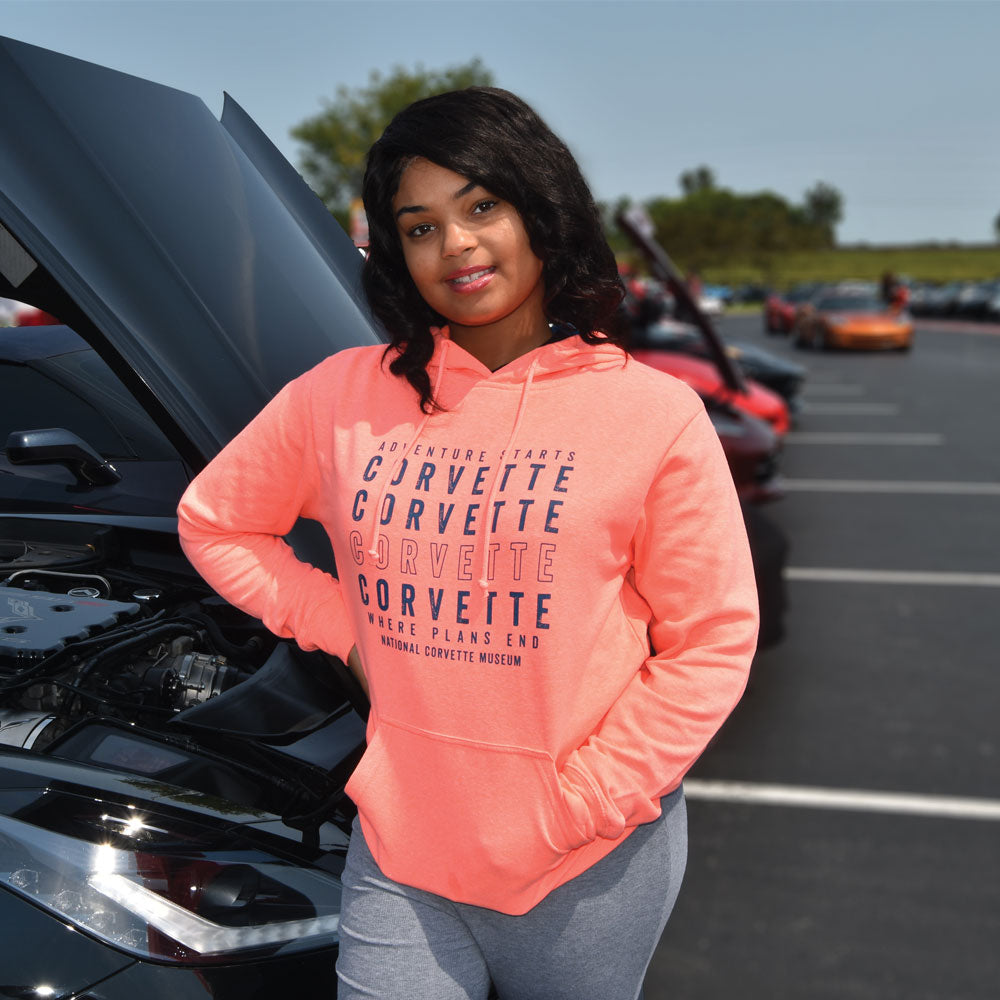 Woman wearing the Corvette Adventure Hoodie