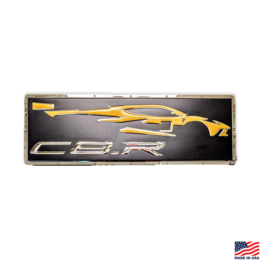 Corvette C8R Gesture Stainless Steel Sign