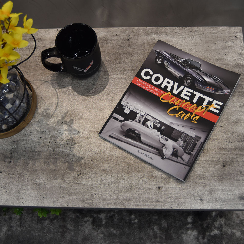 Corvette Concept Cars Book laying on a coffee table