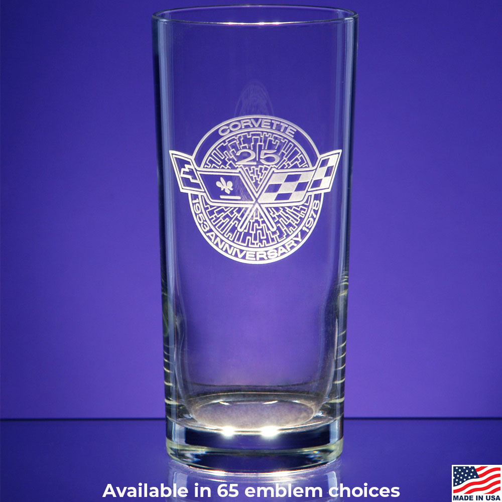 Corvette Emblem Tall Beverage 4-Piece Glass Set