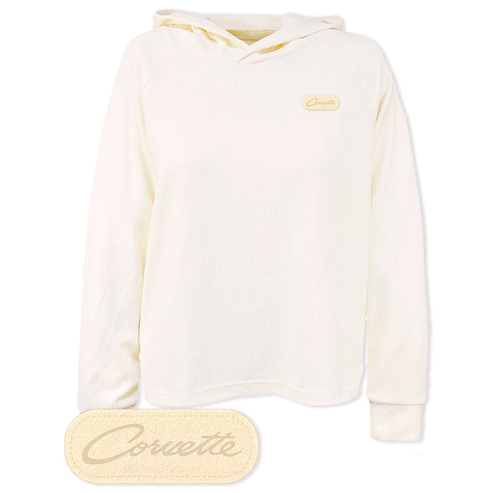 Corvette Etched Patch Ladies' Plush Knit Pullover Hoodie