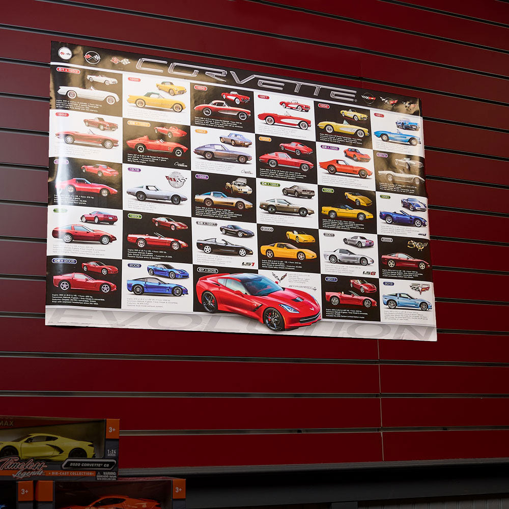 Corvette Evolution Poster hanging on a wall