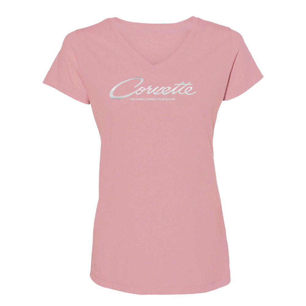Corvette Foil Script Ladies Mauve Top