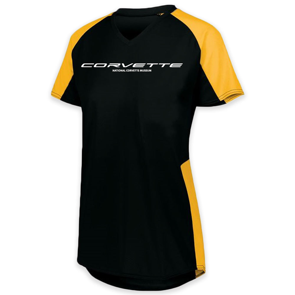 Corvette Ladies Colorblock Black and Yellow Jersey