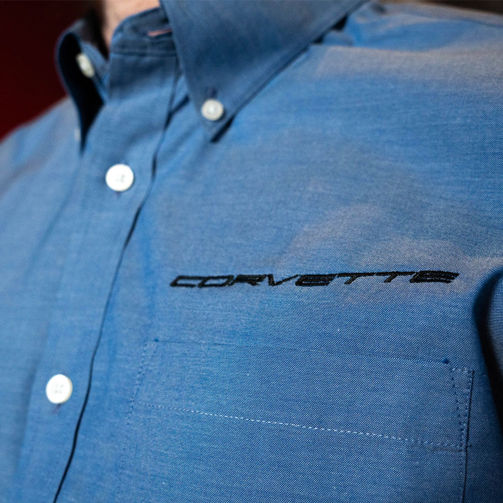 Corvette Mens Brooks Brothers Blue Dress Shirt Emblem Close Up