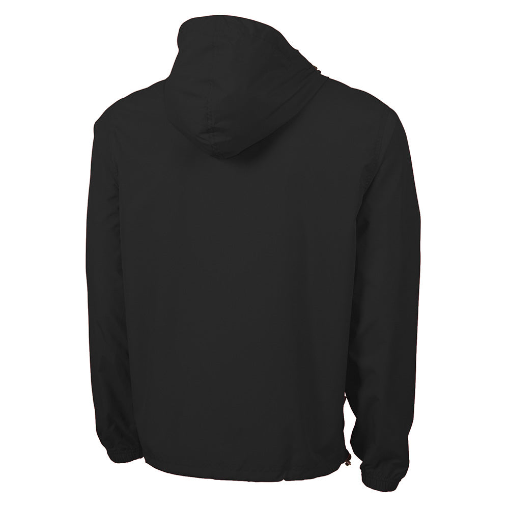 Back view of the Corvette Pack and Go Unisex Black Pullover Windbreaker