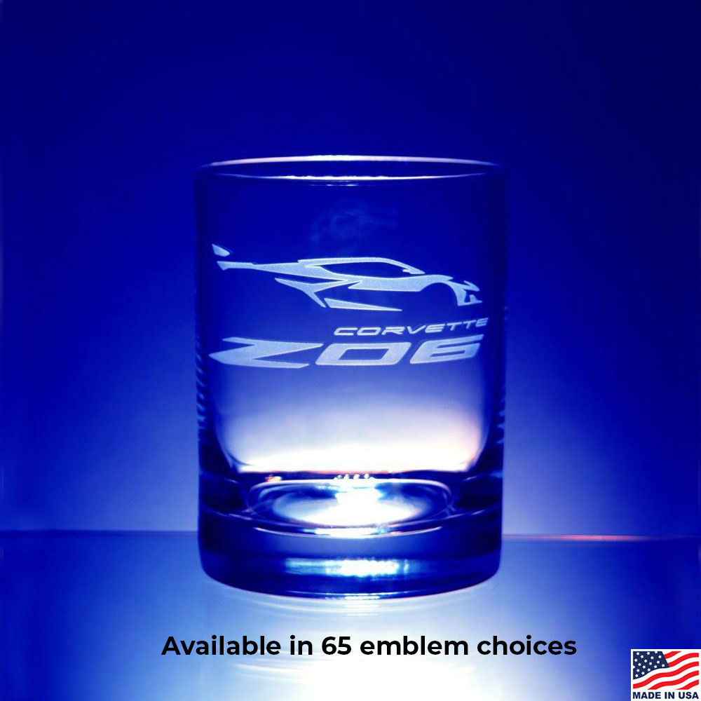 Corvette Pick Your Emblem Short Beverage Four Piece Glass Set