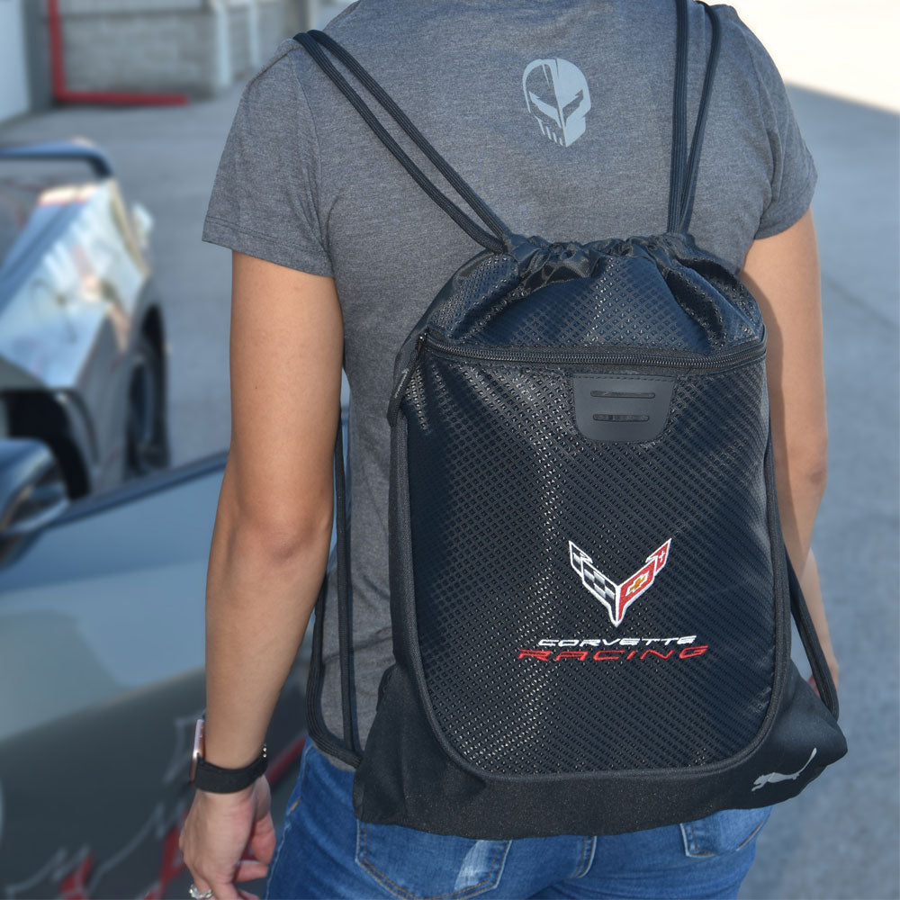 Person wearing the Corvette Racing C8R Puma Sling Pack