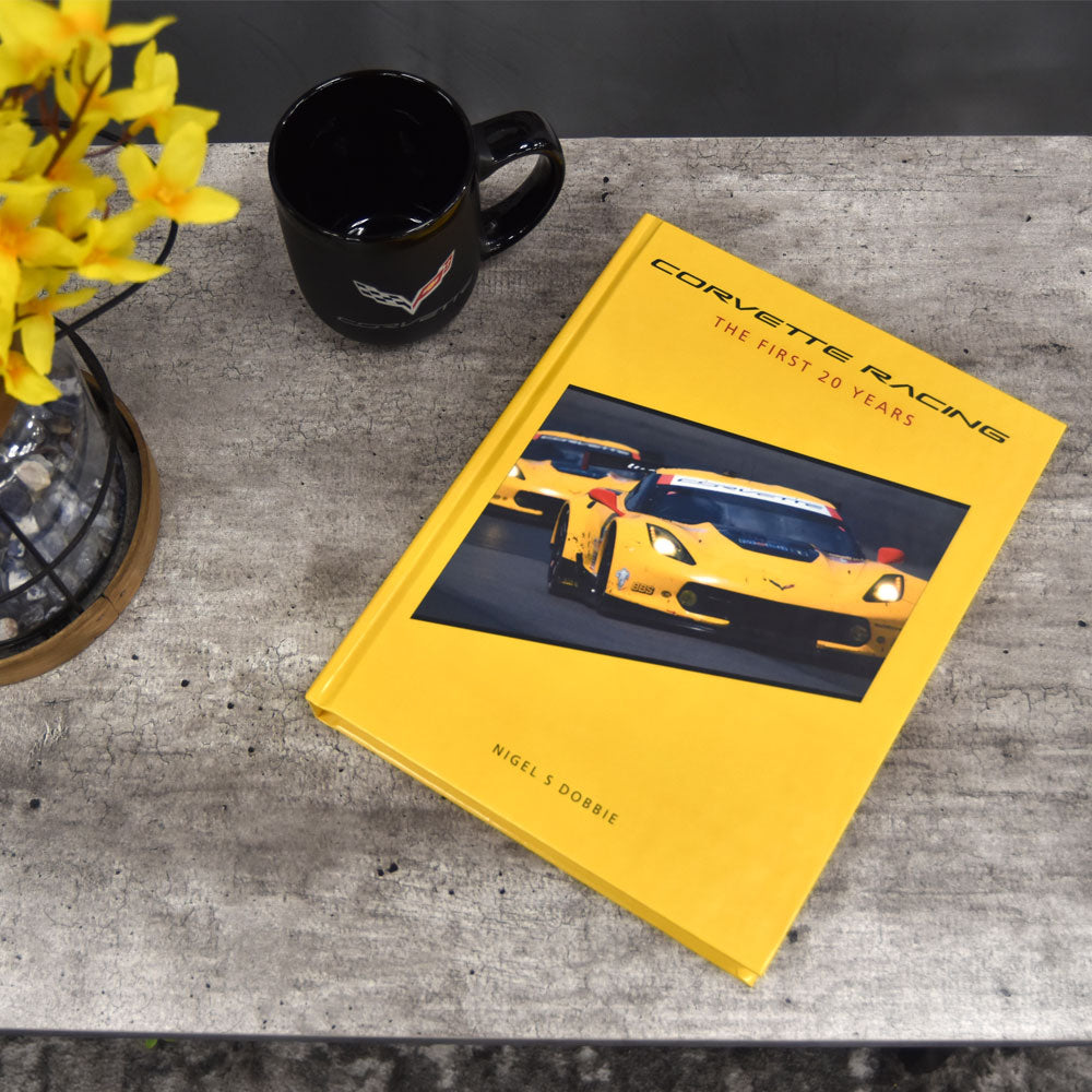 Corvette Racing The First 20 Years Book laying on a coffee table