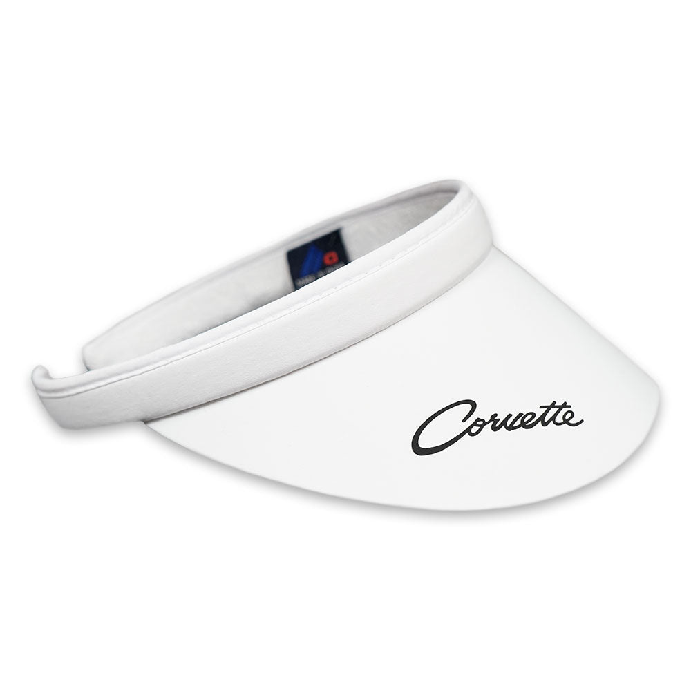 Corvette Script Clip-On White Visor