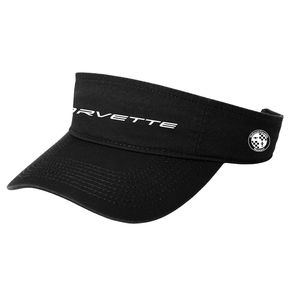 Corvette Script High Brimmed Black Visor Side View