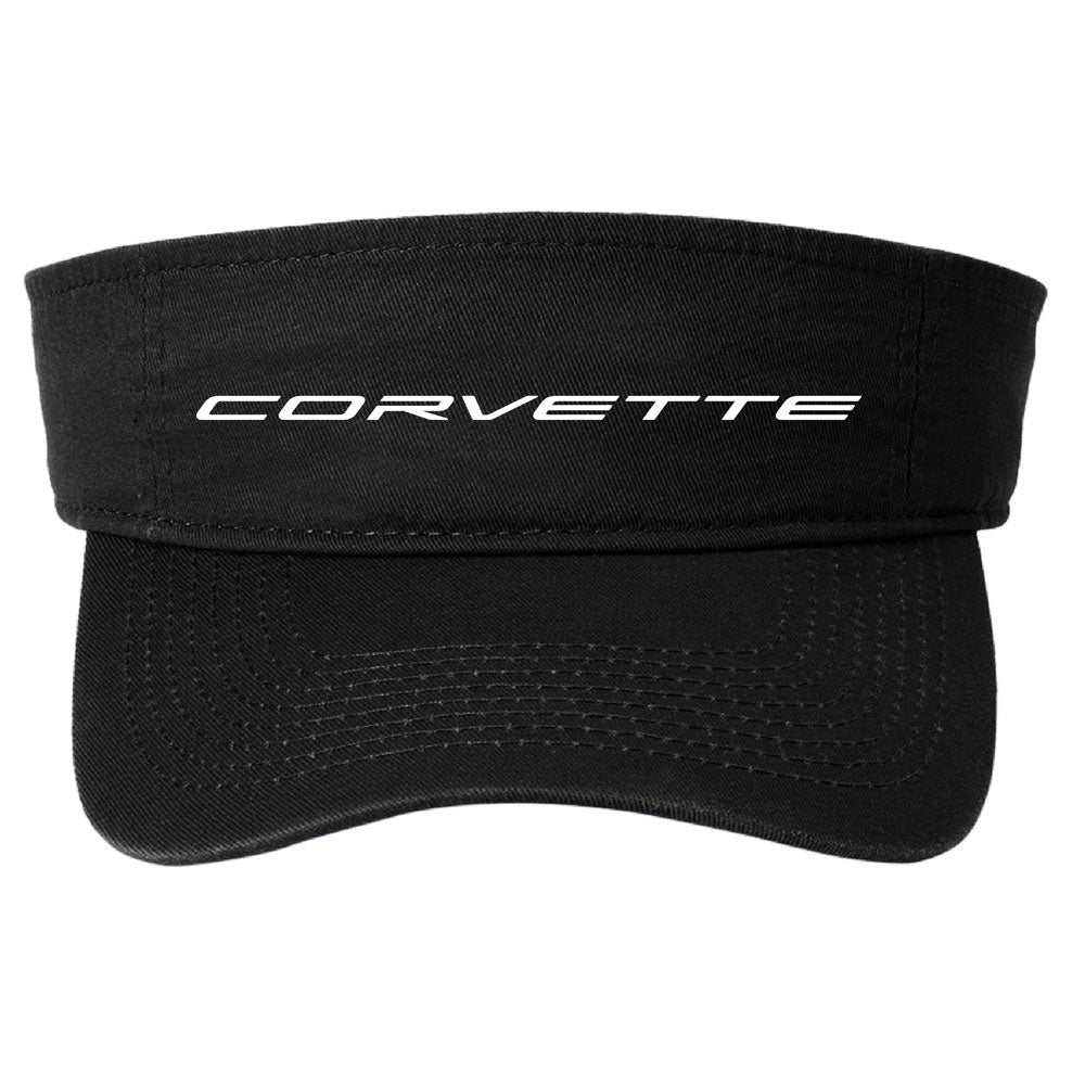 Corvette Script High Brimmed Black Visor