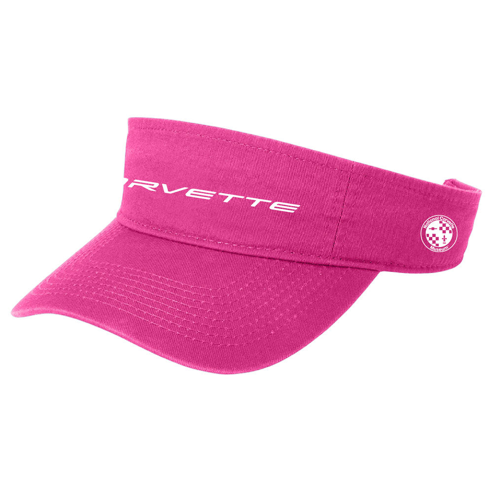 Corvette Script High Brimmed Hot Pink Visor Side View