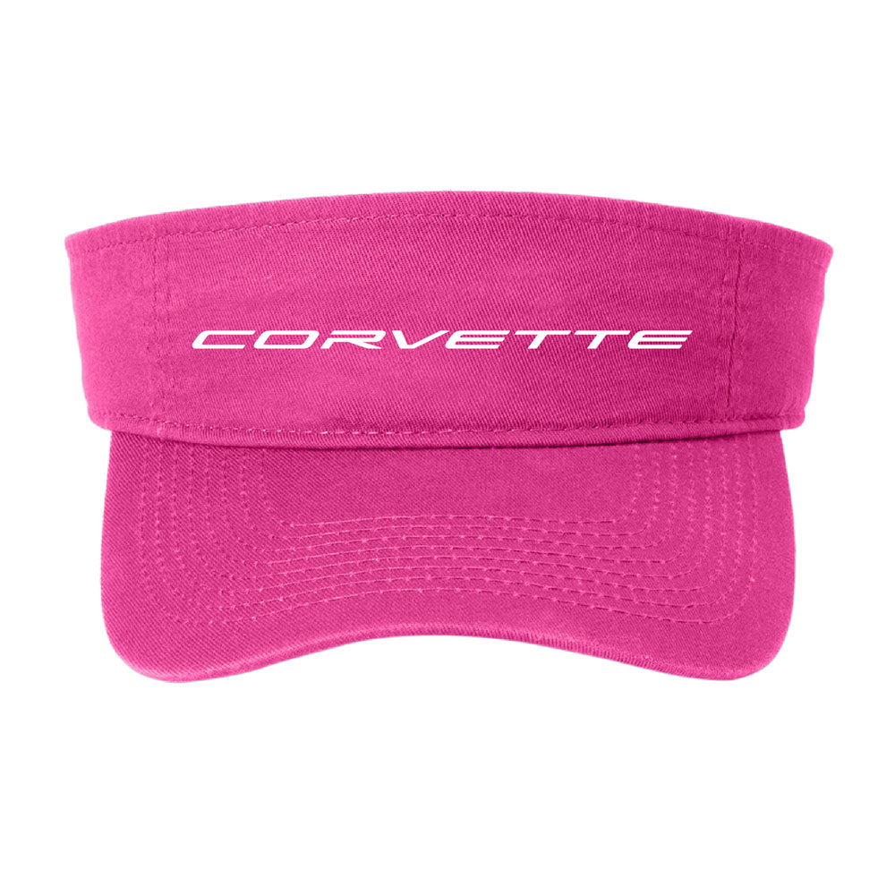 Corvette Script High Brimmed Hot Pink Visor 