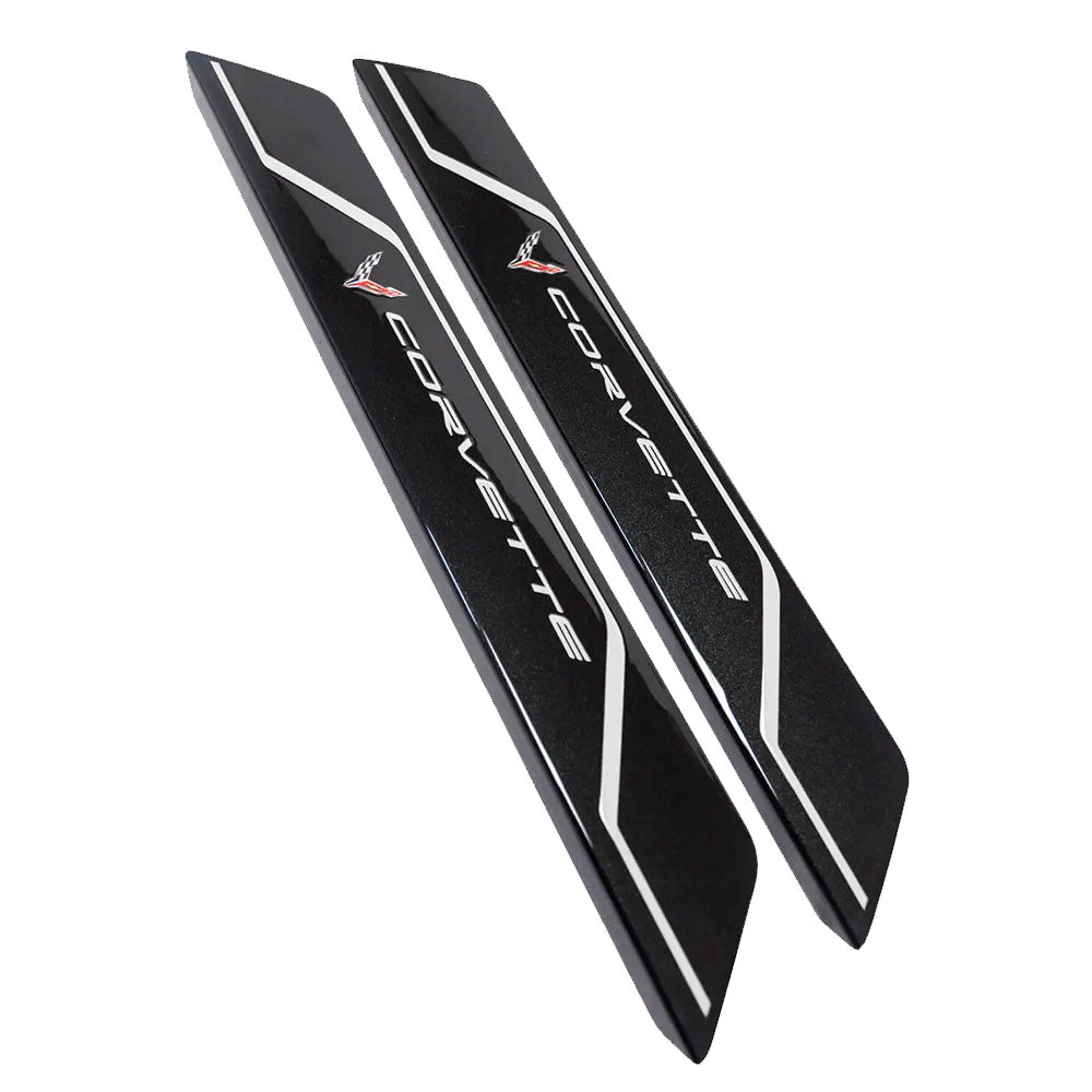 C8 Corvette Door Sill Plate Covers in Blade Silver