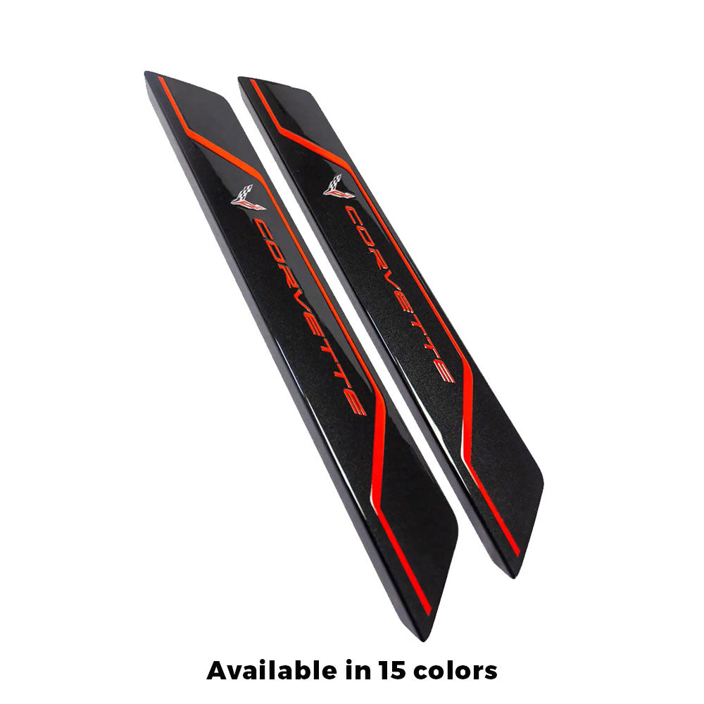C8 Corvette Door Sill Plate Covers in Torch Red