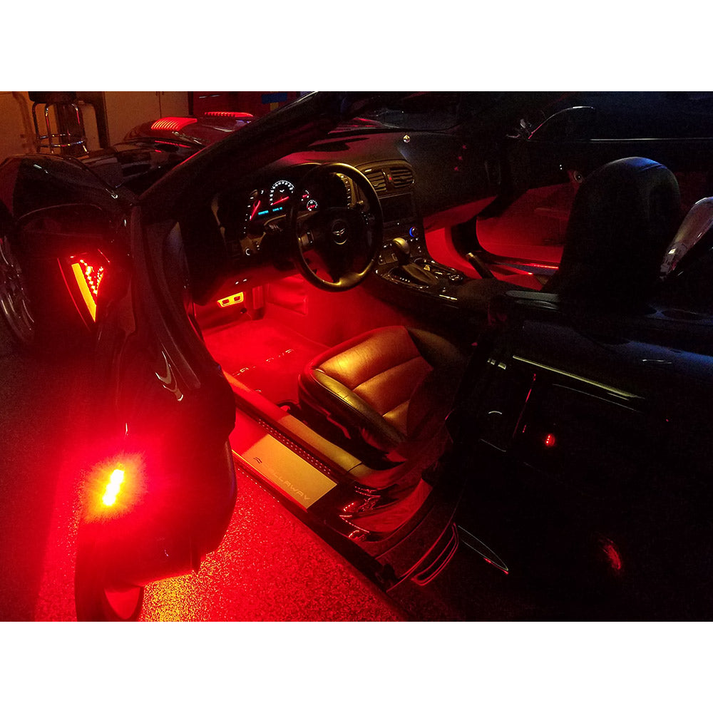 C6 Corvette Footwell and Door Handle Puddle LED Combo Kit in Red