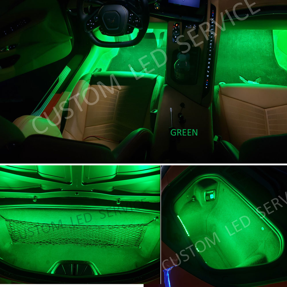C8 Corvette Complete Interior LED Lighting Kit in Green