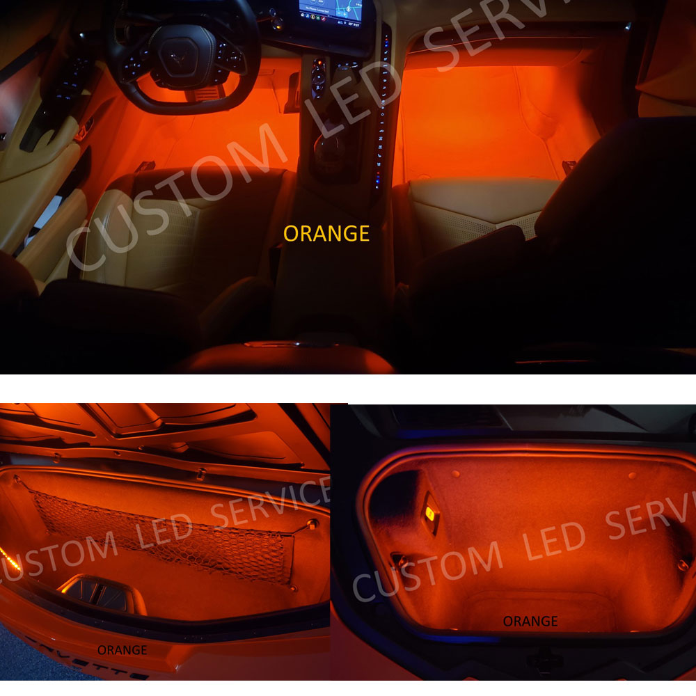 C8 Corvette Complete Interior LED Lighting Kit in Orange