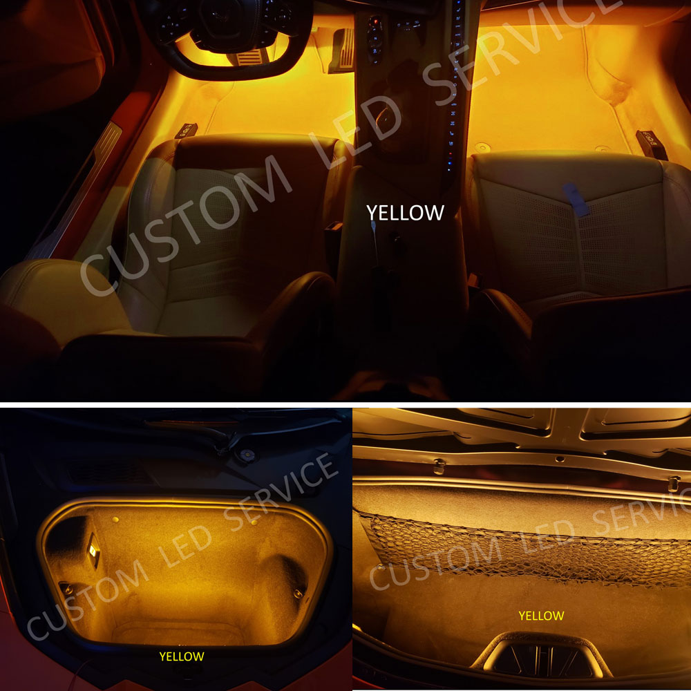 C8 Corvette Complete Interior LED Lighting Kit in Yellow