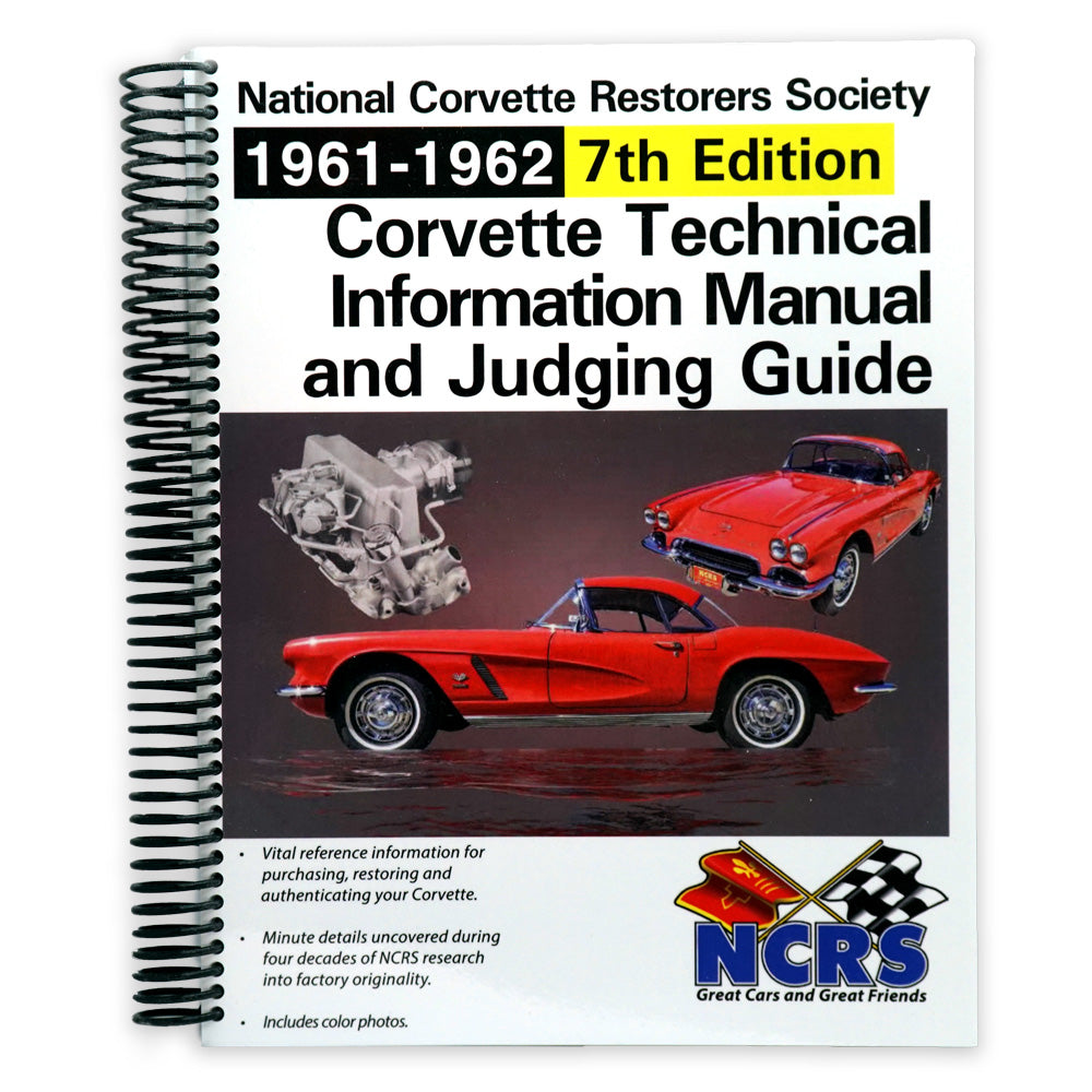 Image of the NCRS 1961-1962 Corvette Technical Guide shown on a white background
