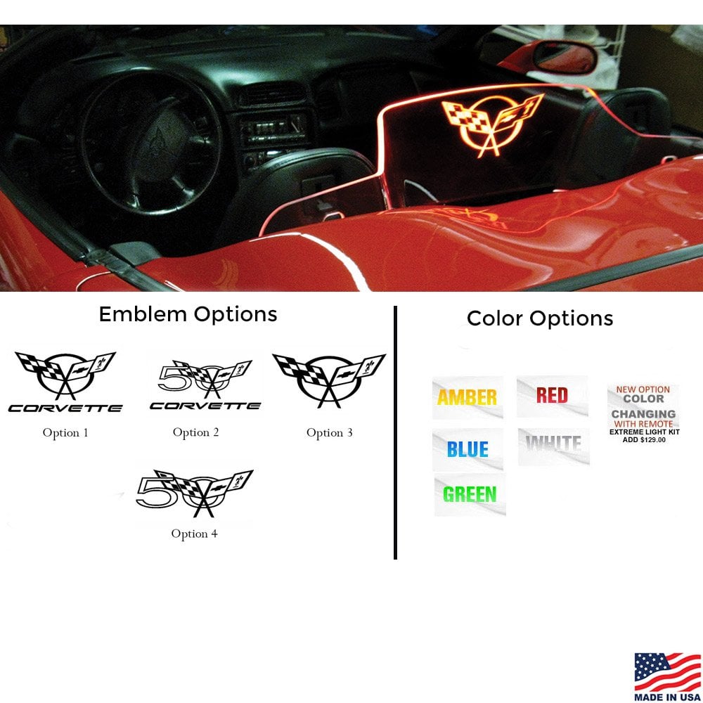 C5 Corvette Illuminated Windrestrictor engraving and color options