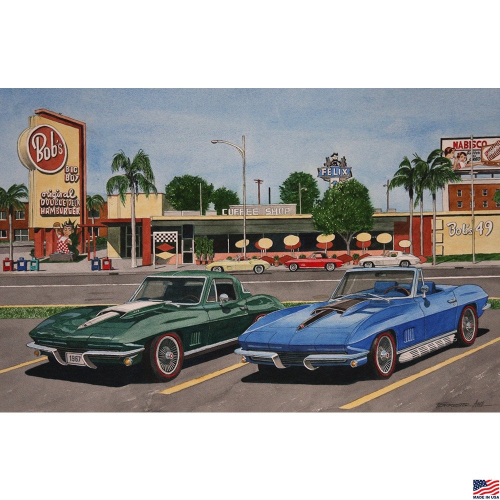"Corvettes at Bobs" Giclee print by Dana Forrester