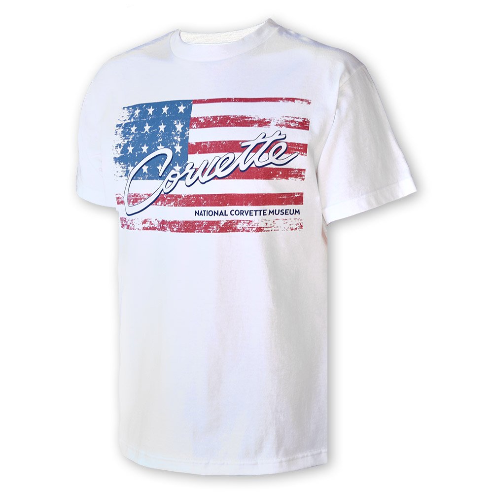 Corvette American Flag White T-shirt