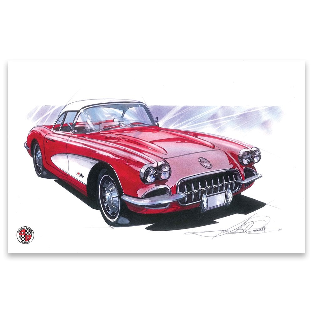 1958 C1 Red Corvette Print