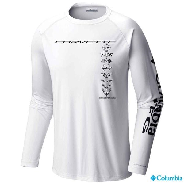 C1-C8 Corvette Emblems Tackle Long Sleeve White T-shirt