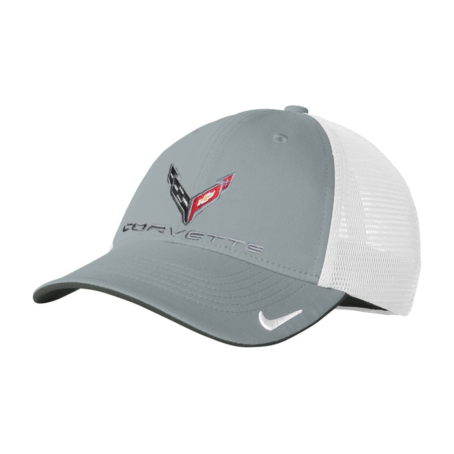 C8 Corvette Nike Mesh Fitted Charcoal and White Cap